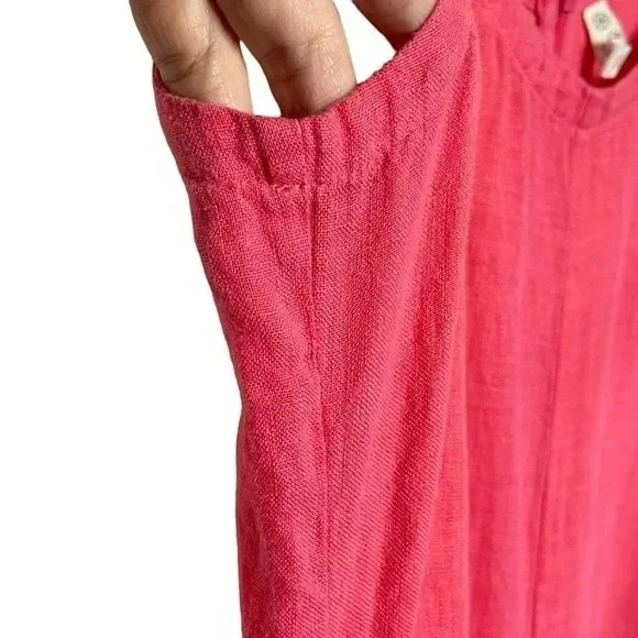 Gaiam Woman's XS Sleeveless Maxi Dress Lagenlook Coral Pink Linen Vacation Dress - Picture 13 of 14